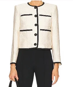 Elie Tahari cremefarben/schwarz Blazer Jacke Medium neu mit Etikett $ 345 - Bild 1 von 9