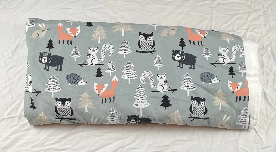 Tela con estampado de animales de bosque de 8 yardas de zorro, ardilla, oso, búho, conejo artesanía de costura Foto 1 de 4