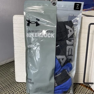 Under Armour UA Wick Boys Youth BoxerJock W/ Fly Sz YSM Small 4-Pk Blue/BLK NWT - Picture 1 of 2