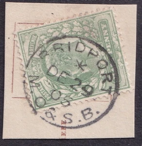 GB ENGLAND Edward 7th POSTMARK / CANCEL "BRIDPORT M.O. & S.B."  1905 - Bild 1 von 1