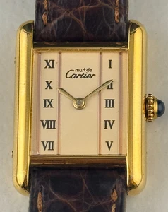 Cartier Tank .925 Silver Gold Plated Manual Wind Watch - Picture 1 of 8