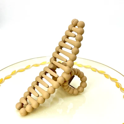 Women Matte Beige Beaded Hair Claw Clip Comb Hair Grip Accessories US - Image 1 of 4