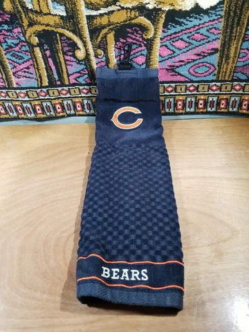 NFL Chicago Bears Golf Towel Embroidered Tri-Fold 16" x 22" Hook Bag Clip Cover