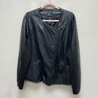 Lane Bryant Black Faux Leather Long Sleeve Full Zip Pockets Moto Jacket 22/24
