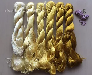 6bundles 100%natural mulberry silk,hand-dyed embroidery yellow silk floss/thread - Picture 1 of 12