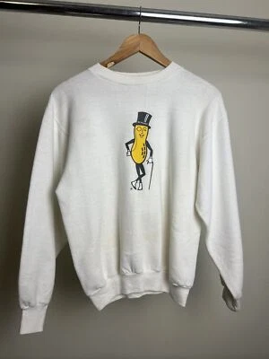Vintage 70's Mr Peanut Sweatshirt Adult Medium White Russell Pullover Mens - Image 1 of 4