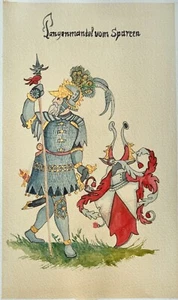 Original watercolor miniature paining leaf European Knights - Picture 1 of 2