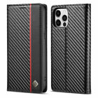 Flip Case For iPhone 15 14 Pro 13 11 12 7 8+ Carbon Fiber Leather Wallet Cover