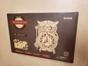 ROKR Owl Clock Mechanical Time LK503 3D Wooden Puzzle Kit, 2021 - SEALED - Picture 1 of 2