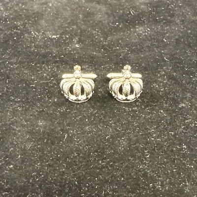 Gemelos Swank vintage corona 3D tono plata Foto 1 de 4