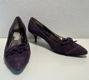 ALFANI Veronica Purple Leather Suede Pumps Shoes Kitten Heel Solid Womens 7.5M - Picture 1 of 9