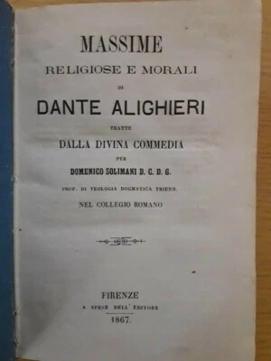 Solimani- Massime religiose morali di Dante tratte dalla divina commedia 1867 - Immagine 1 di 4