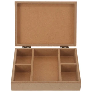 1PC Unfinished Wood Box Compartment Wooden Box Blank Box Unfinished Storage Box - Picture 1 of 20