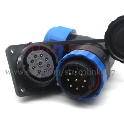 9Pin Waterproof Connector Bulkhead Aviation Circular LED power Signal Plug, SD28 - Image 1 of 4