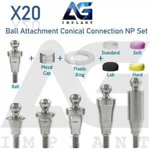 20 Ball Attachment Prosthetic Set NP Conical Connection Titanium Dental Fixture - Picture 1 of 3
