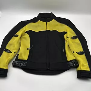 XElement Motorcycle Jacket Padded Mesh Moto Racing Mens LARGE Black Yellow - Picture 1 of 8