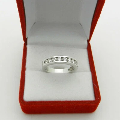 Solid 14k White Gold 0.80 tcw Natural Diamonds Anniversary Wedding Band Ring - Image 1 of 4