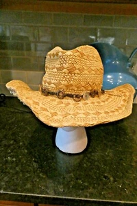 Western Cowgirl Panama Jack Women’s Straw Sun Hat ONE SIZE Decorated, Elegant - Picture 1 of 6