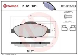 BREMBO P61101 KIT Plaquettes de Frein P 61 101 Avant pour PEUGEOT 3008 408 308 - Picture 1 of 4