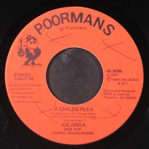 JOLANDA & GOSPEL WHIRLWINDS: a child's plea / don't ring the bell POORMANS 7" - Picture 1 of 2