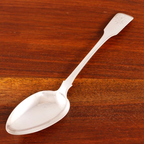 WILLIAM WOODMAN EXETER GEORGE IV STERLING SILVER SERVING SPOON FIDDLE 1823 Cover