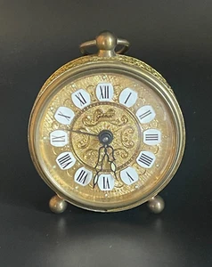Vintage Goldbuhl West German Bedside Alarm Clock Small Gilt Metal Clock UNTESTED - Foto 1 di 24