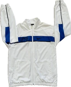 NIKE ELITE DRI-FIT MEN'S WHITE/BLUE FULL ZIP BASKETBALL JACKET SZ L, #521104-100 - Picture 1 of 4