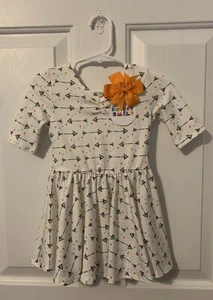NWT Dotdotsmile Ballerina Dress Size 12/24 Months Arrows Print and Orange Bow! - Picture 1 of 7