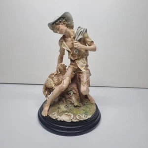 GIUSEPPE ARMANI FLORENCE ITALY CAPODIMONTE Figurine SHEPHERD AND LAMB FIGURE - Picture 1 of 10