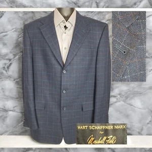 Hart Schaffner Marx Sport Coat Blazer Mens 42L Blue Plaid  3 Button SV - Picture 1 of 9