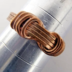 Vintage 3-Strang Doppelknoten Infinity (über 4 Strang) Kupferdraht Wickelring Gr. 8 - Bild 1 von 7