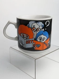 Vintage Pop Art Japan Mug Books Art Love Philosophy R6797 POP POP Orange Blue - Picture 1 of 6