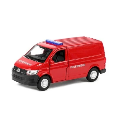 Welly VW Transporter T6 Bus Feuerwehr Spielzeugauto Modellauto Metall Car