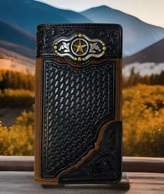 Carteira de couro Silver Creek Tooled E80373 nova com etiquetas - Imagem 1 de 3