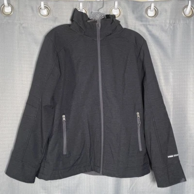 Jaqueta masculina Free Country grande cinza escuro com zíper forro de pele bolsos com capuz - Imagem 1 de 4