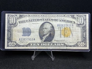 1934 A $10 TEN Dollar NORTH AFRICA Emergency Issue Silver Certificate A A Z73 - Picture 1 of 2
