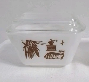 PYREX EARLY AMERICAN CAT CORN COFFEE GRINDER 1&1/2C 2 Available Lids - Picture 1 of 7