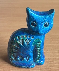 Bitossi Pottery cat Flavia Rimini Blue Italy Mid Century USED F/S - Picture 1 of 3