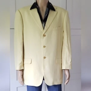 Giacca Island Pacific Nordstrom 100% seta giallo burro blazer 46 resort costiero - Foto 1 di 8