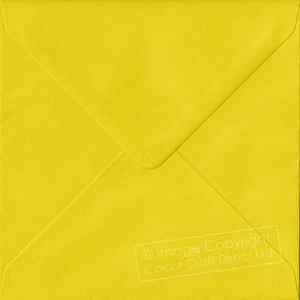 Daffodil Yellow S6 - 130 mm x 130 mm 100gsm Gummed Small Square Colour Envelopes - Picture 1 of 1