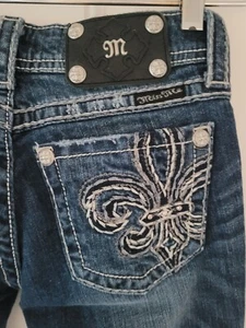MISS ME Strass Skinny Stretch blau Denim Jeans Gr. 26 C4 - Bild 1 von 9