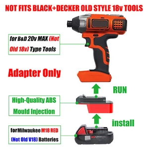 1x für Milwaukee M18 Batterien umwandeln auf für Black & Decker 20 V MAX Werkzeuge Adapter - Bild 1 von 6