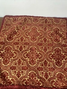 Restoration Hardware Baroque Medallion Fringe Pillow Sham 19” Square Maroon Tan - Picture 1 of 5