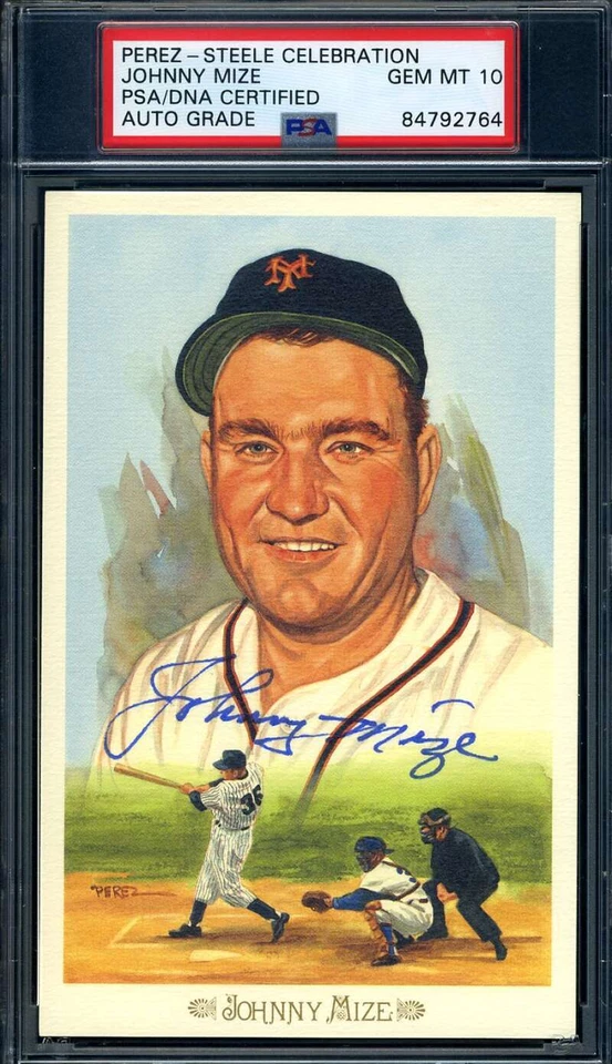 Johnny Mize Gem Mint 10 PSA DNA Signed Perez Steele Celebration Postcard Autogra - Image 1 of 1