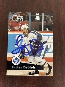 1991-92 Pro Set #491 Lucien Deblois AUTO Toronto Maple Leafs AUTOGRAPH Signed - Picture 1 of 2
