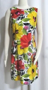 NEW Womens Ladies DRESSBARN Yellow & Red Floral Stretch Sleeveless Dress 10 - Picture 1 of 4
