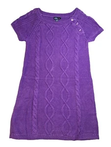 Girls BABY GAP solid purple sweater dress 5 5T solid cotton cable knit outfit - Picture 1 of 4