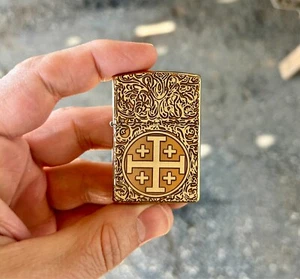 Jerusalem Cross Brass Custom Zippo Lighter | Solid Brass Zippo | Made In USA - Picture 1 of 5