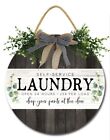 Laundry Self-service Laundry Room Decor For Farmhouse Round Wooden Rustic Lau...