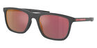 Prada Ps 10Ws Men's Sunglasses Gray Rubber Frame Dark Gray Mirrored Red Lens